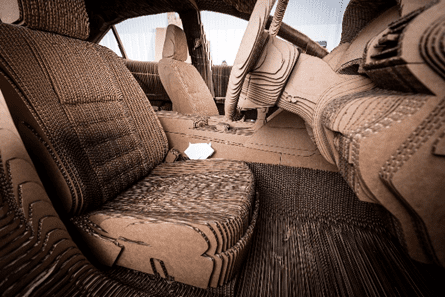 The inside of Lexus UK's Origami Car; the dash and seats are made of thousands of pieces of precision-cut cardboard. 
